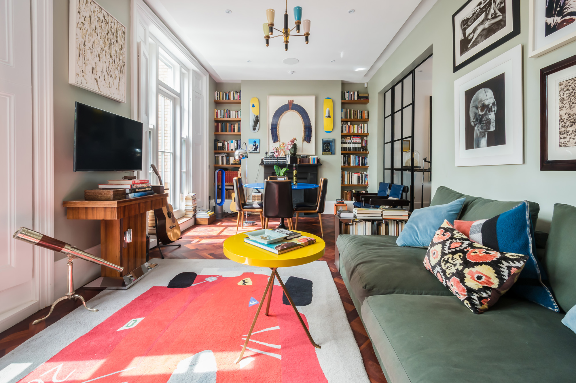 Westbourne Park Villas Notting Hill W2 reception room with vibrant interior design and artwork