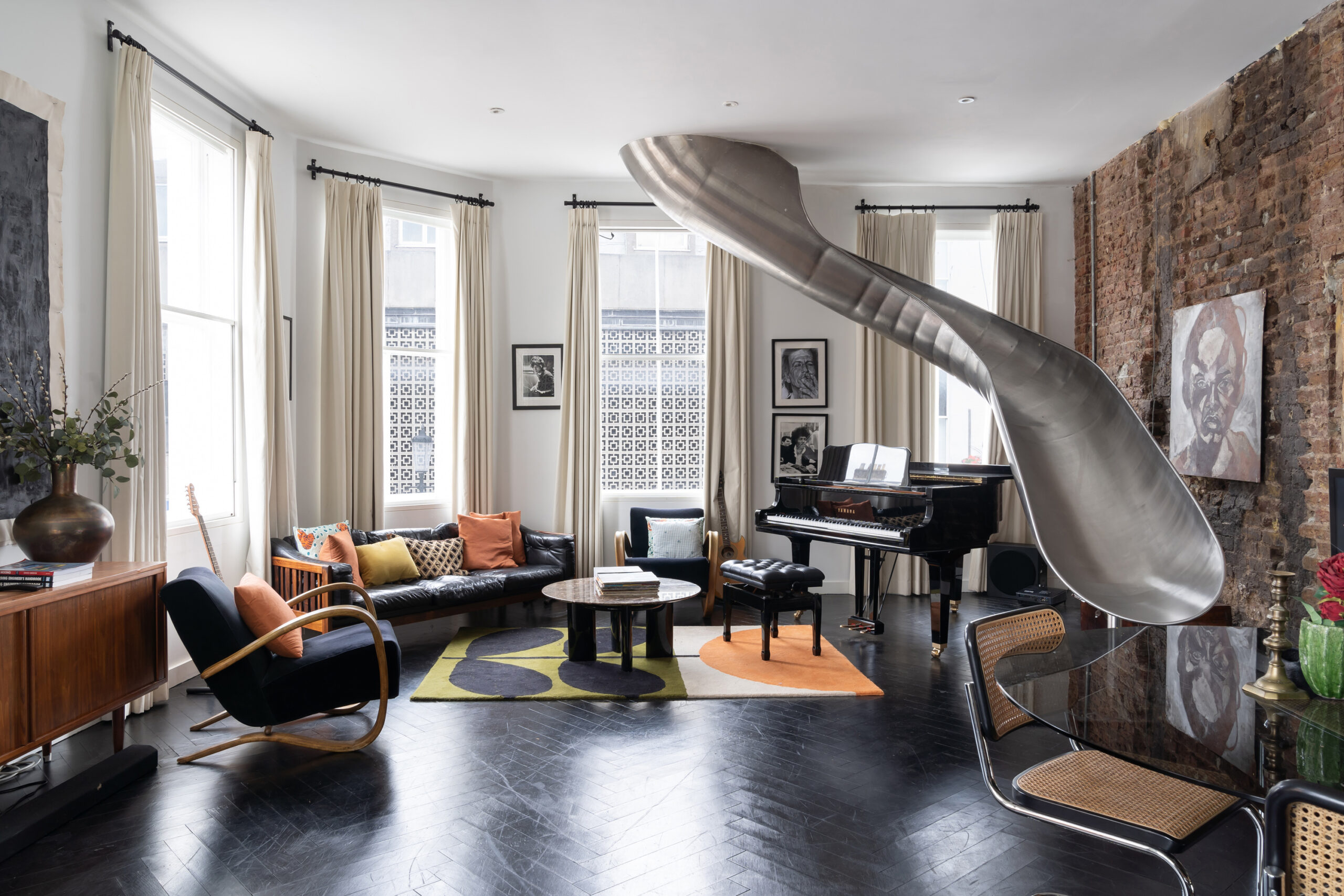 Living Area and Slide of the Rainbow House in Notting Hill