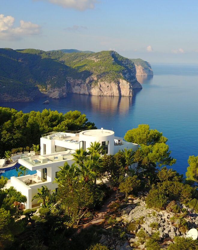 Villa perched on the edge of a cliff in Ibiza