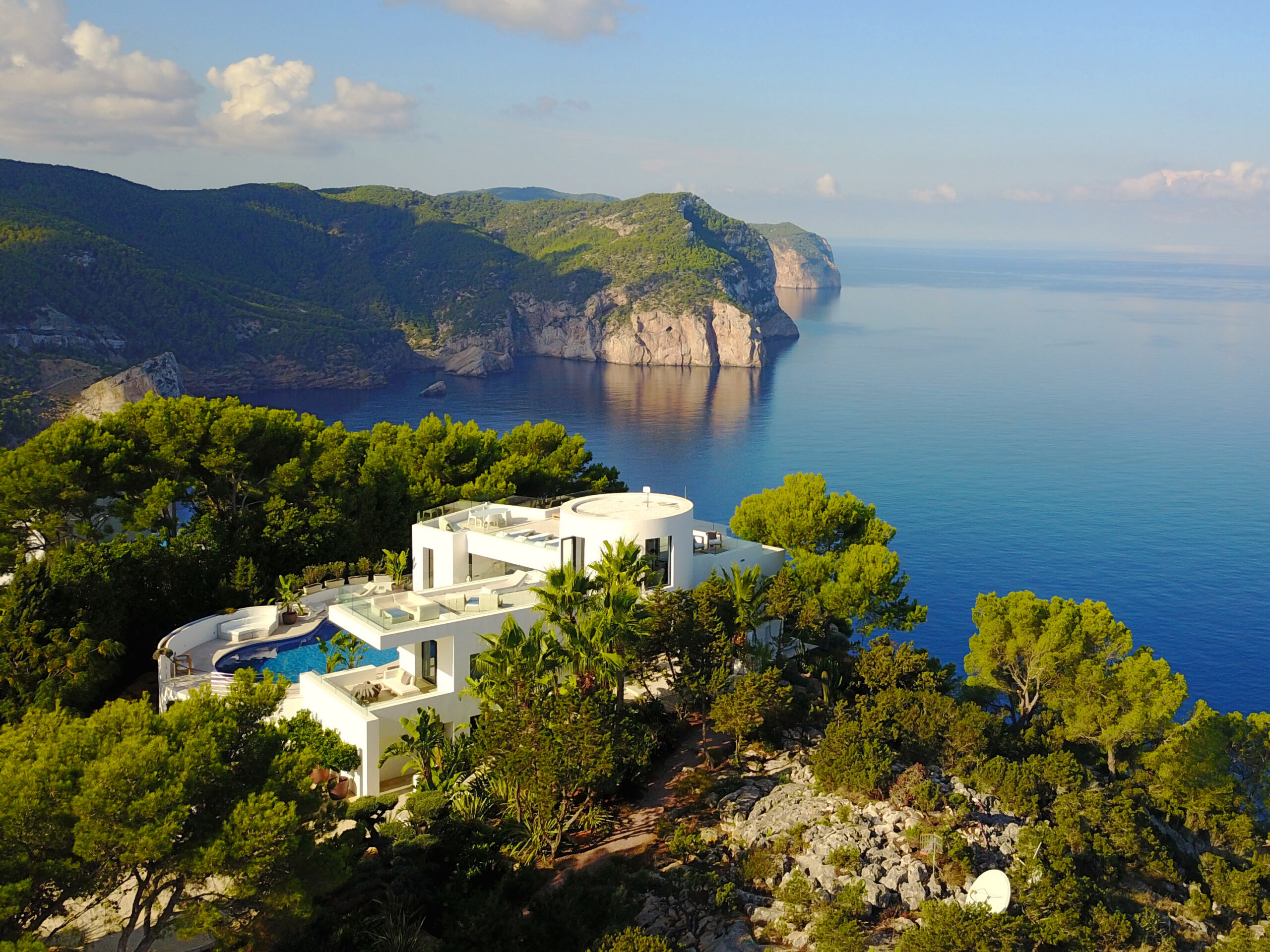 Villa perched on the edge of a cliff in Ibiza